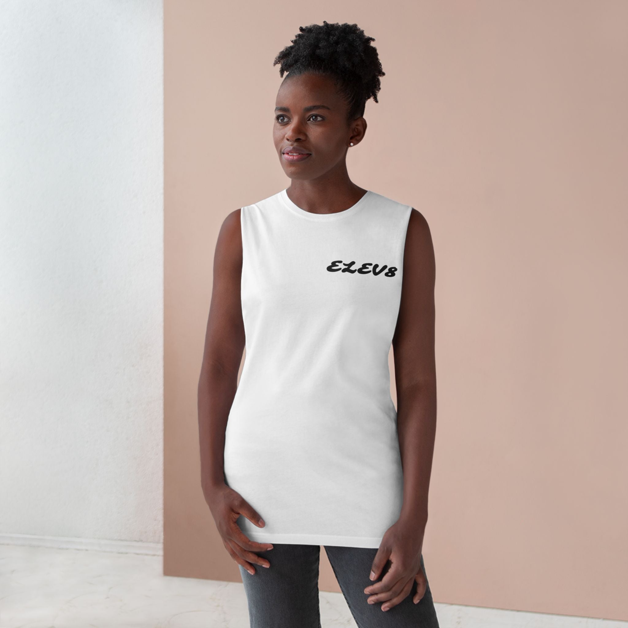 Elev8 Plain Tank Top. (White)